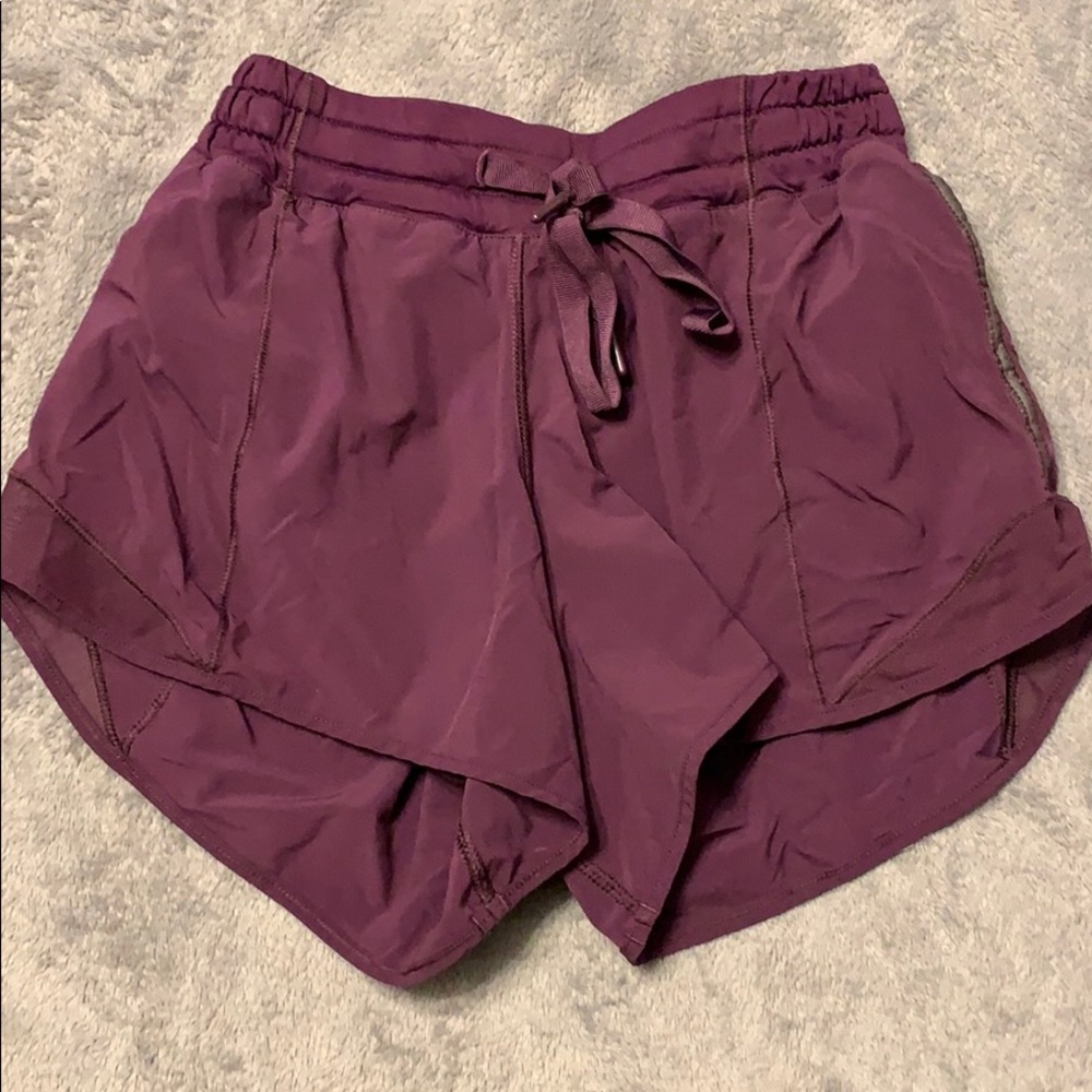 Purple lululemon hotty hot shorts